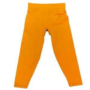 PINK Victoria's Secret Bright Orange Ribbed High Waisted Capri Length Leggings